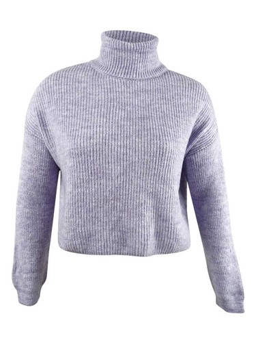 Sun \u0026 Moon Womens Box Ribbed Turtleneck Sweater Purple L