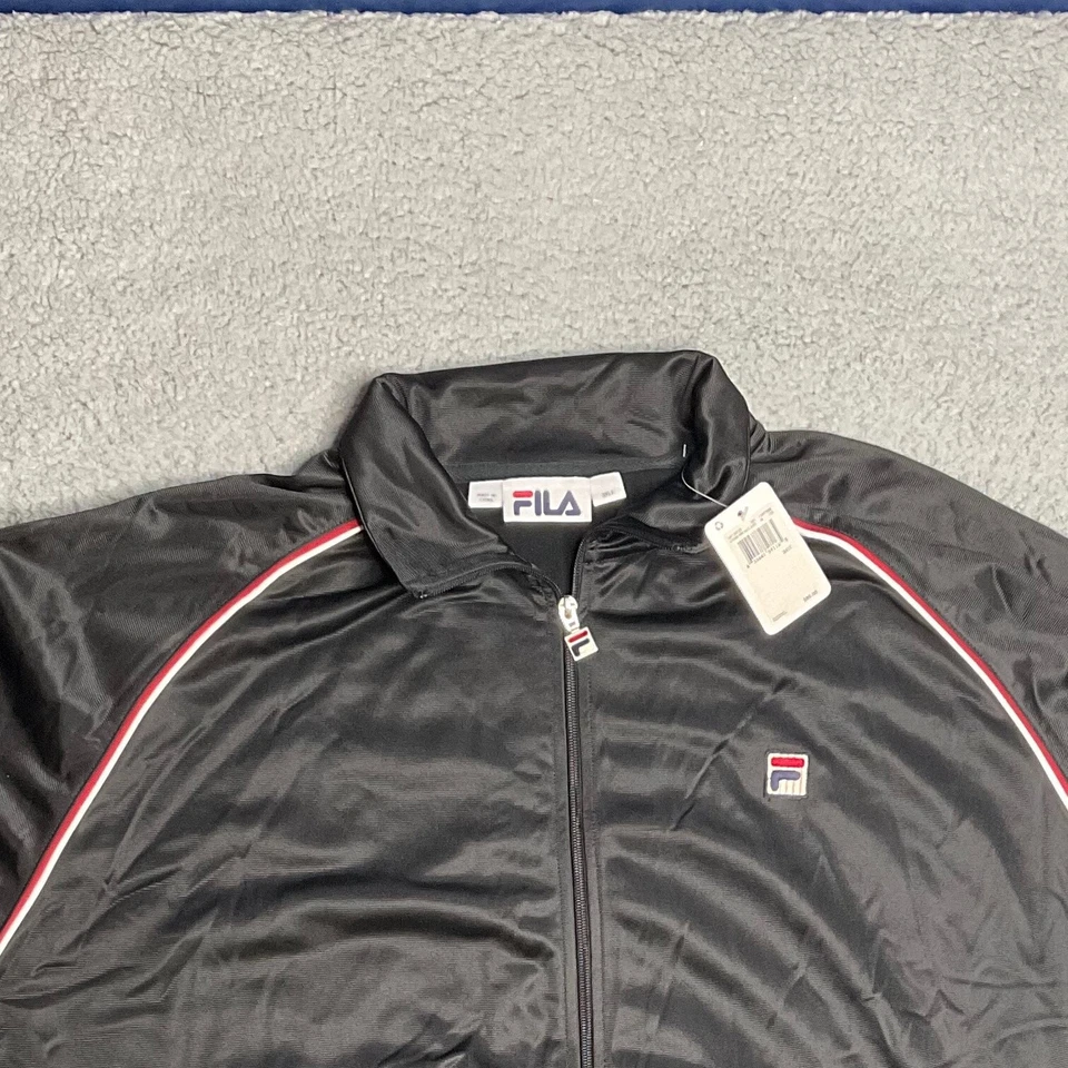 Fila Vintage 90s Track Jacket Black Stripe Accent Full Zip Mens 3XLT - Image 2 of 4