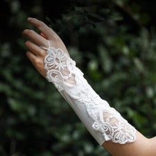 Women's Satin Fingerless Gloves Banquet Wedding Bridal Dance Gloves Party Gloves
