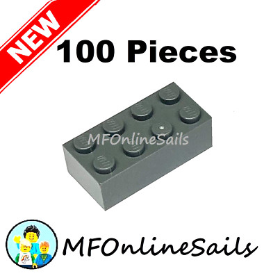 Genuine LEGO Dark Bluish Gray 2x4 Bricks Part #3001 100 Pieces 220g