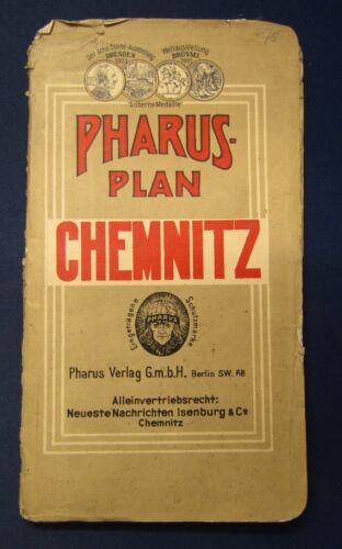 Pharus Plan Chemnitz Pharus- Verlag 93x 62 cm um 1925 Ortskunde Führer js - Picture 1 of 3
