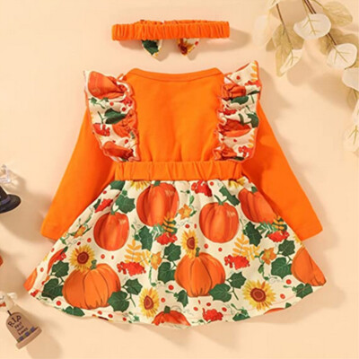 Halloween Pumpkin Baby Girls Bodysuit Tutu Dress Party Fancy Costume Clothes