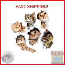 6PCS 3D Wall Stickers Cats Self Adhesive, Kids Wall Decals/Removable Vinyl Art M
