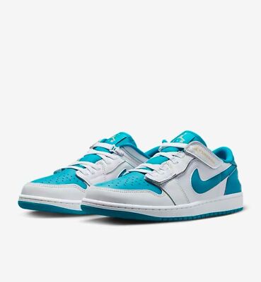 Nike Air Jordan 1 Low FlyEase Men White/Aquatone/Celestial Gold Sz 10 DM1206 174