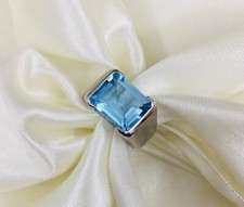Anello da uomo in argento sterling 925 massiccio A++ pietra preziosa topazio blu memorabile regalo