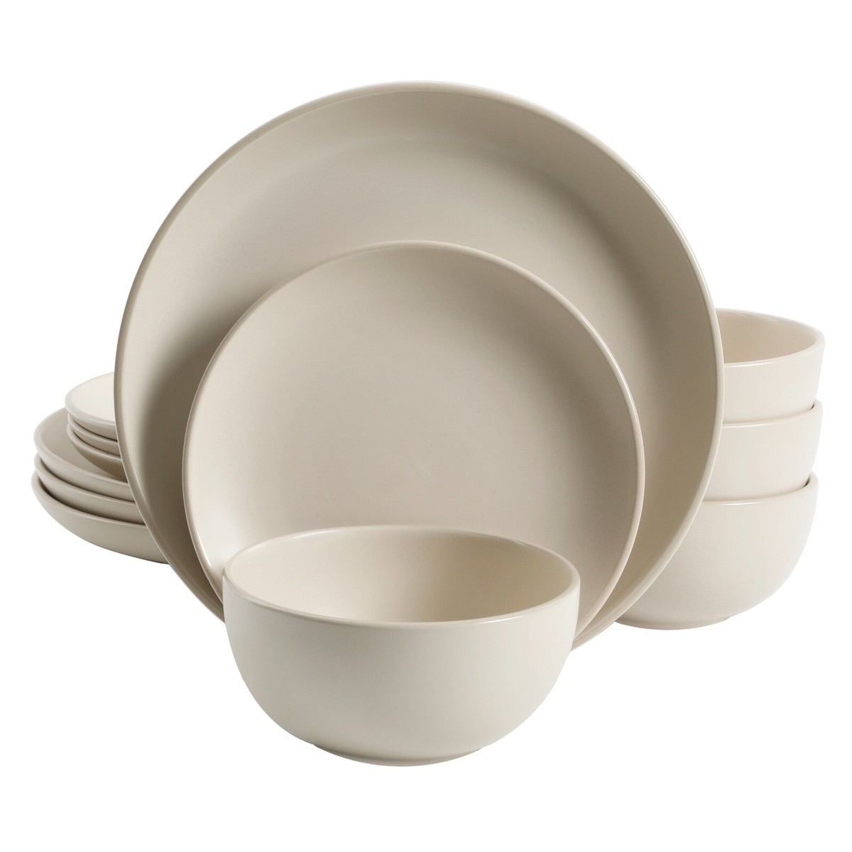 Gibson Home Rockaway 12-Piece Stoneware Dinnerware Set Cream
