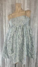 Vintage Y2K Blue Embossed Baby Doll Dress S Ariana Grande Look