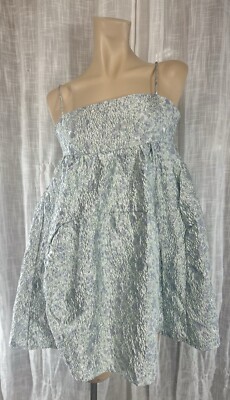 Vintage Y2K Blue Embossed Baby Doll Dress S Ariana Grande Look | eBay