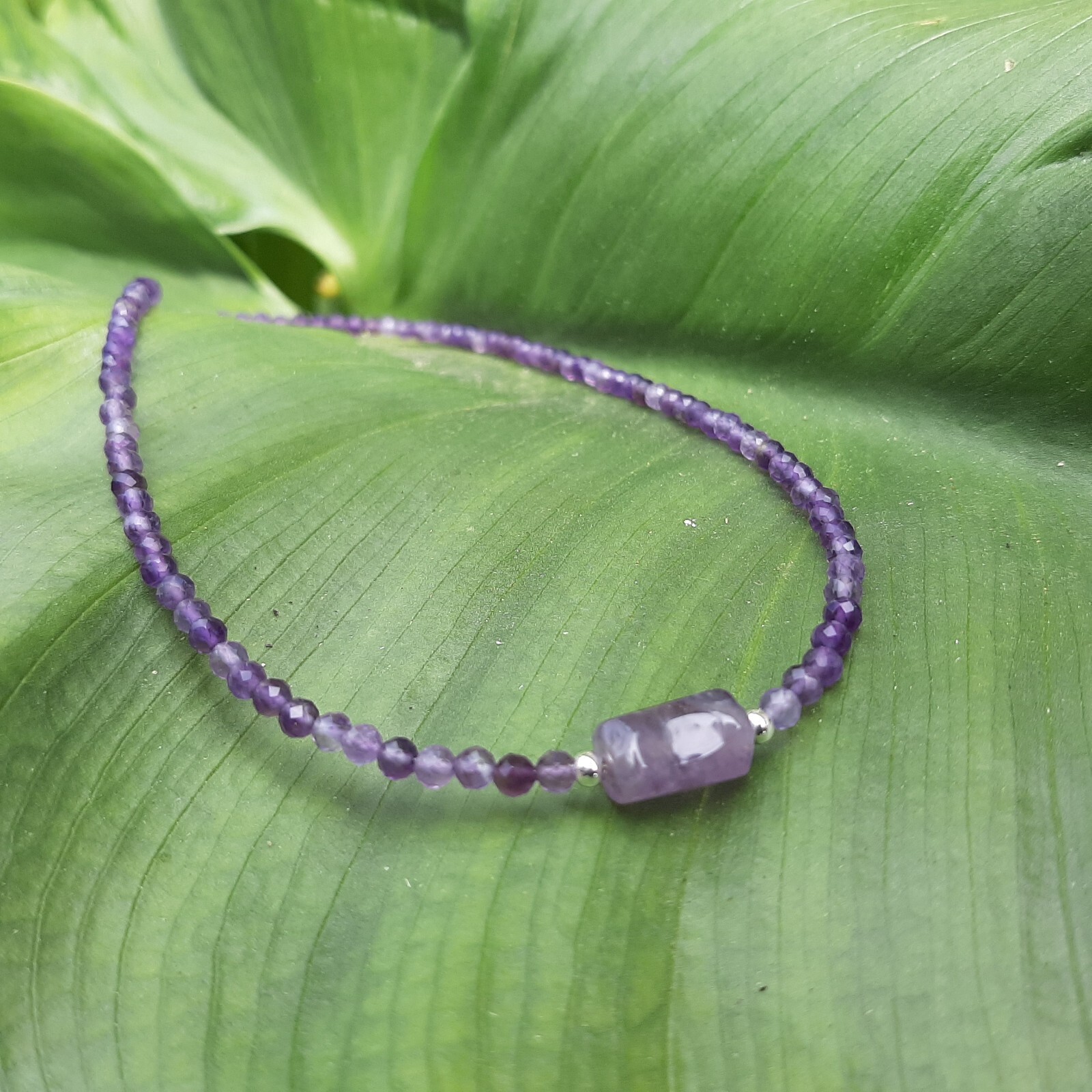 Collier fin améthyste argent 925, cadeau raffiné pour femme à anniversaire