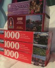 1000 piece puzzle lot Milton Bradley Hasbro boats landscape flowers kittens Vtg