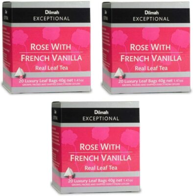 Dilmah exceptional rose with french vanilla 20 Ceylon tea bags 40g X 03 packs