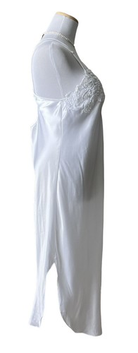 Alexandra Nicole VTG White Liquid Satin Long Nightgown Slip Dress Cross Back M - Picture 3 of 13