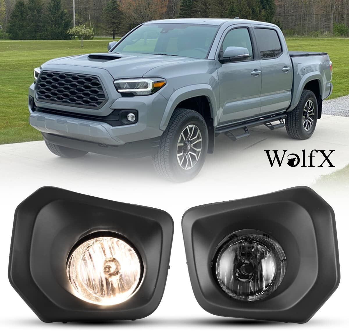 2016-2023 Toyota Tacoma SR SR5 Smoke Fog Light Bumper Lamp Kit with Switch  