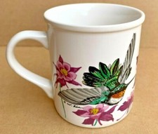 Hummingbird Bird Coffee Mug 1993 Vintage S. W. Zui Flowers Creative Concepts