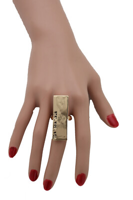 Women Ring Gold Metal Celebrity Style Look VENI VIDI VICI Fashion Elastic Band