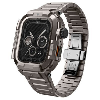 Spigen [Metal Armor Pro] Durable Metal Case with Band for Apple Watch 9/8/7 45mm