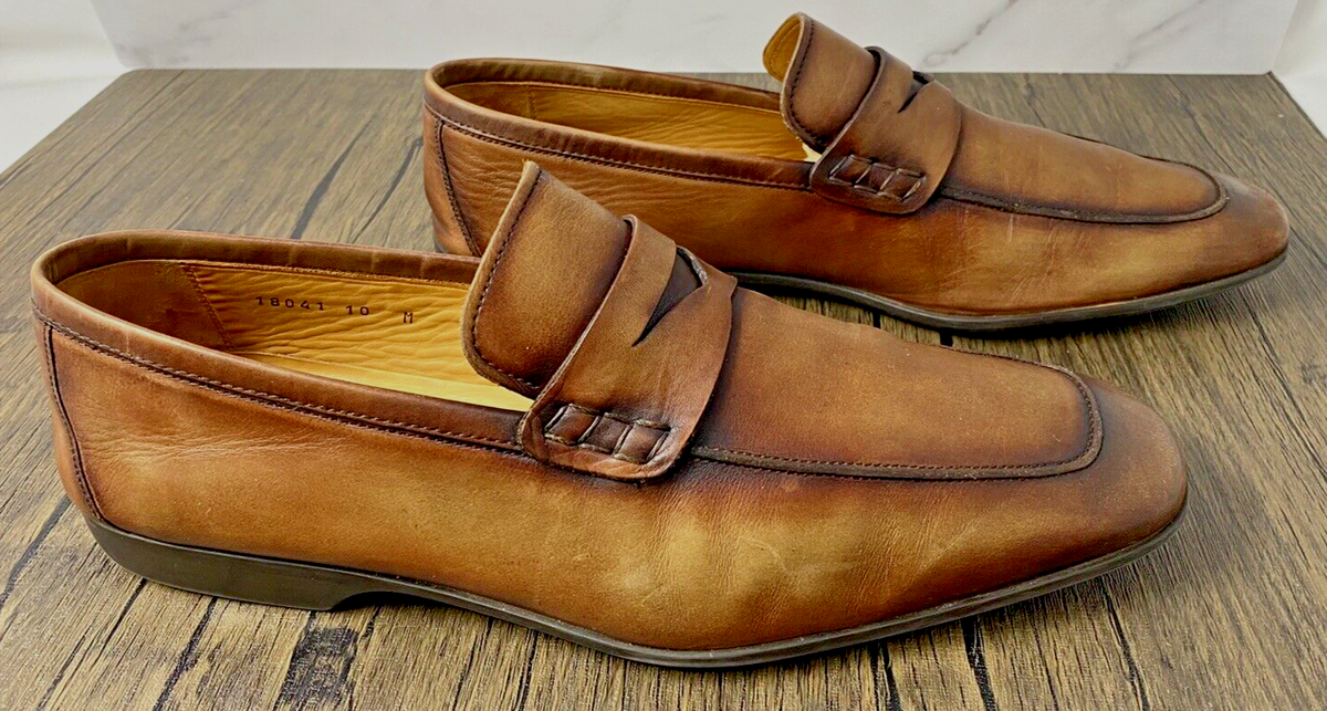 Magnanni Mens Brown Leather Penny Loafers Made in Spain 18041 Size 10.5 M ZM23822B Magnanni Daniel Cuero Brown – Marcello Sport main image 4