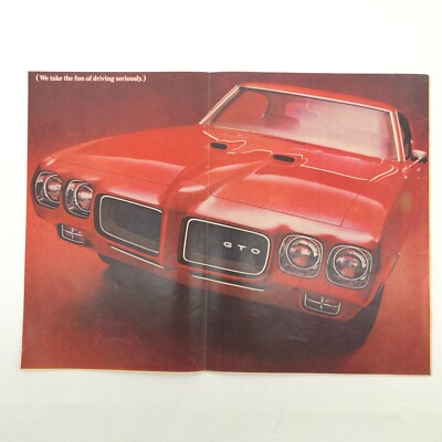 VTG 1970 Pontiac GTO Advertising Print Ad Red Muscle Car Close-Up Promo Art