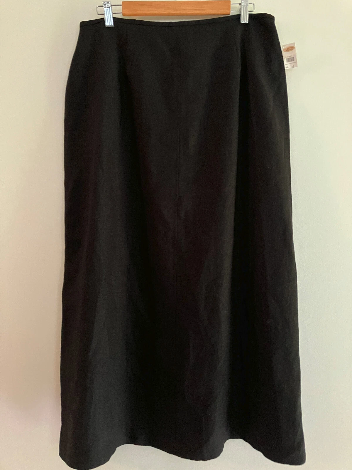 NWT Talbots Womens 16 100% Irish Linen Black Maxi Long A-line dress SKIRT Lined