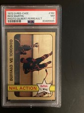 1972 OPC, o-Pee-Chee,  #182 RICK MARTIN BUFFALO SABRES PSA 7 NR MINT, sharp