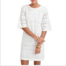 J.Crew Womens Flutter Sleeve Eyelet Shift Dress Size 0 White Graduation Spring