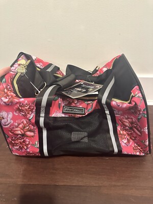 BETSEY JOHNSON PET CARRIER PINK ROSES DOGS CATS UP TO 16LBS TSA APPROVED NEW NWT