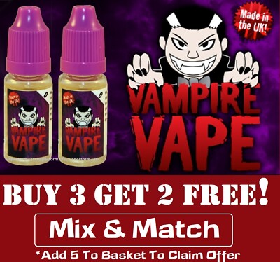 Vampire Vape E Liquid - 10ml - 0mg/ml - 18mg/ml Fast&Free Delivery - TPD