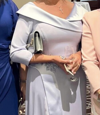 Brautmutter/Cocktail/Abendkleid schöne Details in Flieder mit Hut S12
