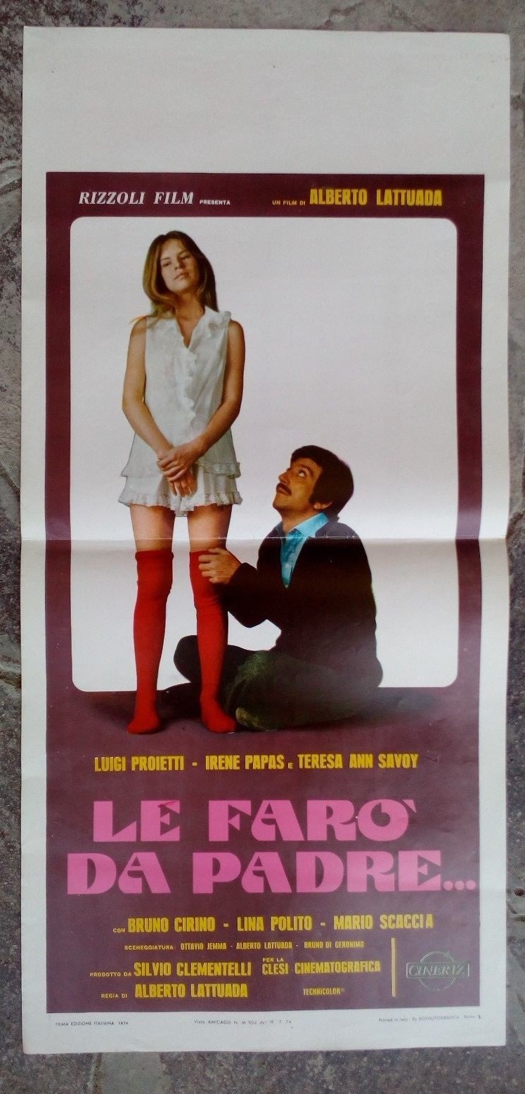Locandina originale film Le farò da padre (1974) - Regia di Alberto Lattuada