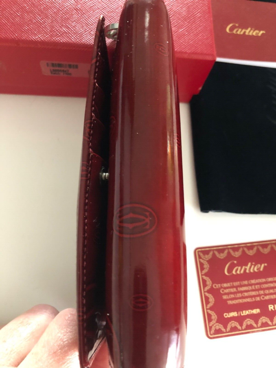 Vintage Cartier Happy Birthday Bifold Wallet 3000347 red burgundy