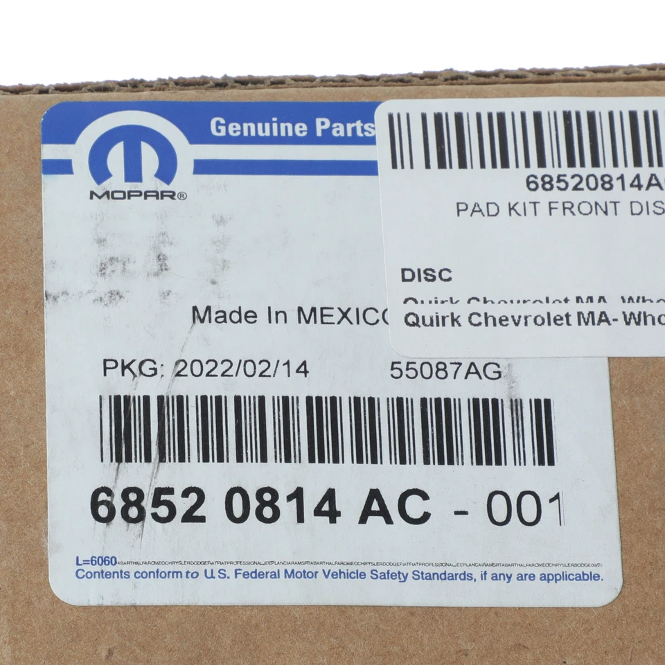 Kit de pastillas de freno de disco delanteras originales Mopar 2021-2025 Jeep Grand Wagoneer 68520814AC Foto 4 de 4