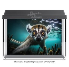 Cute Lemur Swimming Polyester Fish Tank Glass Backdrop Aquarium Background