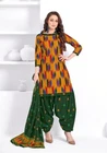 Indian Pakistani Womens Printed Suit Dress Stitched Shalwar Kameez Dupatta Salwar