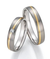 585Gold - Titan Eheringe + Diamant + Garantie Trauring Antragsring Hochzeitsring