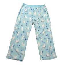 Blue White Soft Cozy Dogs in Snow Pajama Pants Bottoms Size XXL