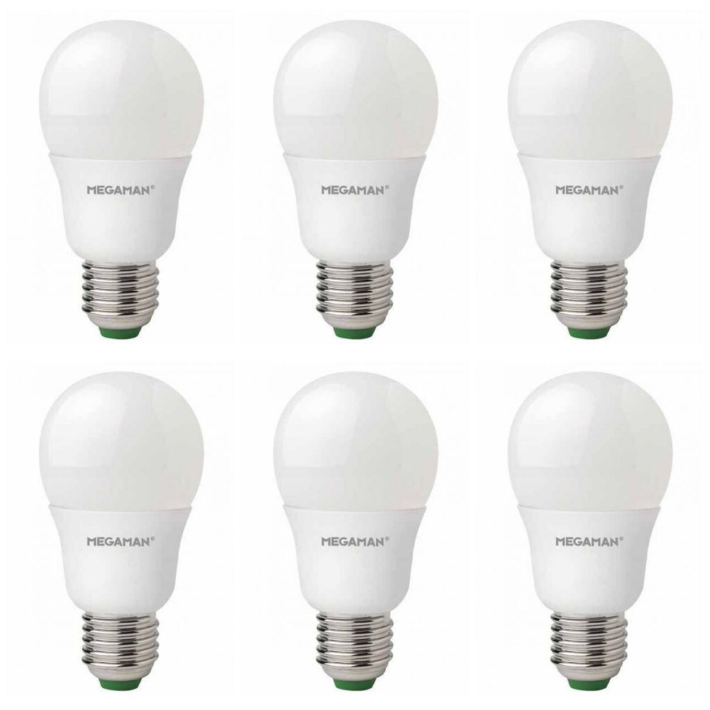 6 x Megaman 143372 LED Light Bulbs Opal GLS Style 4000K Cool White Screw In E27