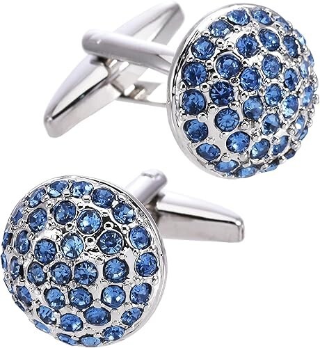 3 Ct Round Cufflinks for Men Women with Blue Tanzanite 14K White Gold Plated - Picture 1 of 4