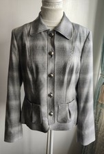 Designers Marc Cain Jacket Blazer 100% Wool Womens Uk14 N5 Retro Grey Check £419