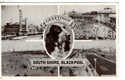 BLACKPOOL - SOUTH SANDS MEHRANSICHT S/W POSTKARTE 