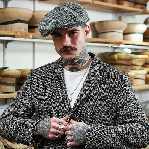 Sterkowski PEAKY Harris Tweed Newsboy Cap Vintage Retro Style Autumn Winter - Picture 13 of 43