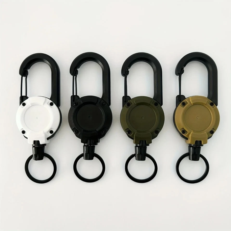 4Pcs Heavy Duty Keychain Retractable Carabiner Car Key Chain with Badge Holder - Image 3 of 4