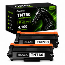 2PK TN760 Toner Cartridge For Brother Printer HL-L2325DW HL-L2350DW HL-L2370DW