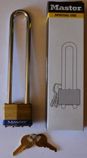 Master Lock 2LN Padlock Long Shackle 1 3/4" Rectangular Brass Body