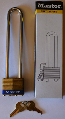 Master Lock 2LN Padlock Long Shackle 1 3/4'' Rectangular Brass Body