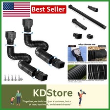Flexibly Extending Downspout Drain Extenders - Black Set of 2, 21 to 68 Inches