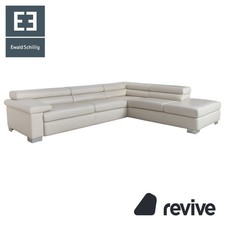 Ewald Schillig Courage Canapé En Cuir Crème Beige Chrome Méridienne Droite