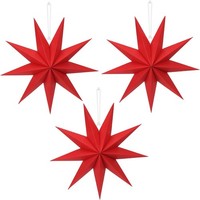Faltstern Weihnachten 30Cm Rot 9-Zackig Papiersterne Zum AufhäNgen 3 StüCk
