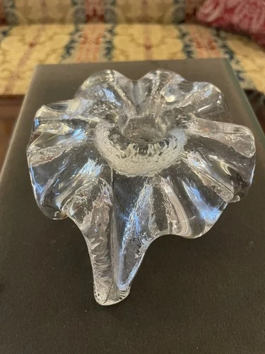 Vintage Blenko Art Glass MCM Ice Floe Candle Holder