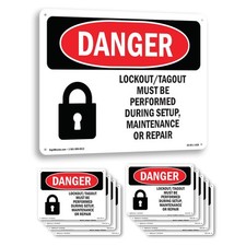 Lockout Tagout Setup Maintenance Repair OSHA Danger Sign Or Decal - 5 or 10 Pack