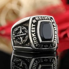 Special Design Silver Stony Einigkeit Recht Freiheit Germany Ring